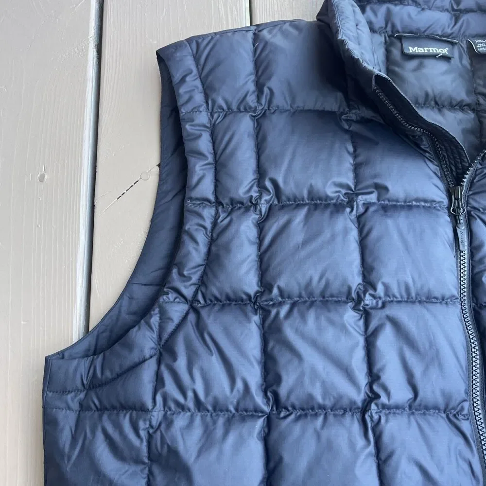 MARMOT Men's Highlander Down Winter Vest 700 Fill Front Pockets Black Size 2XL